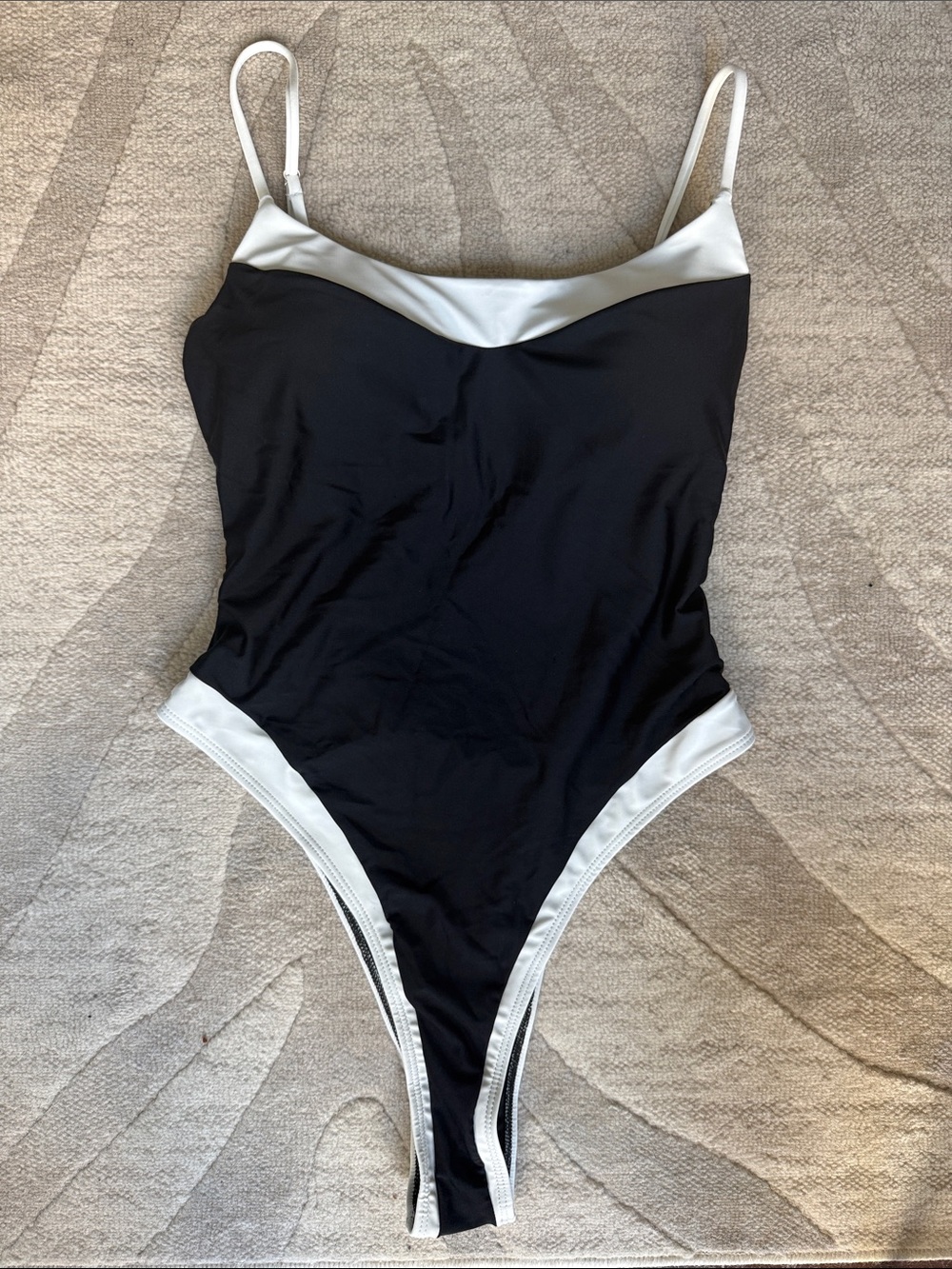 Black one piece with white trim